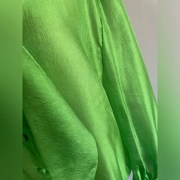 Elegant Shimmering Green Women's Blouse - Picture 3 of 10